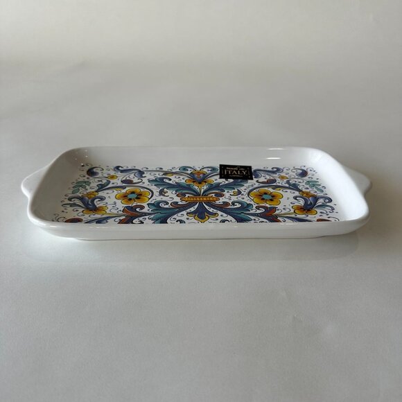 Sur La Table Nova Deruta Small White Blue & Yellow Floral Ceramic Platter Dish - Picture 2 of 4